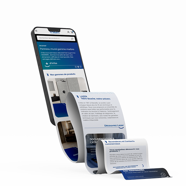 Nouveau site de Lazer créé par ETHICWEB : vue mobile, écran scroll ticket