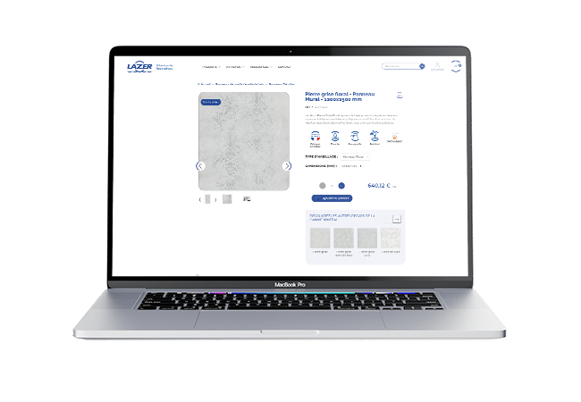Nouveau site de Lazer créé par ETHICWEB : vue Portable, page produit